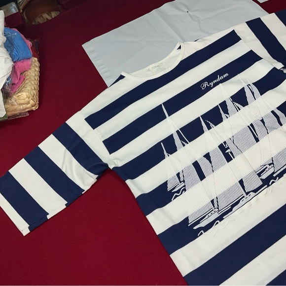 Holland America BOAT single Stitch VTG CRUISE T SHIRT STRIPED nautical Sailing L - Picture 10 of 15